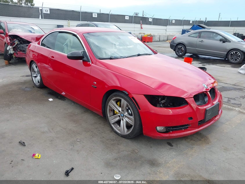 2008 BMW 335I red cabrio gasoline WBAWL73588PX53504 photo #1