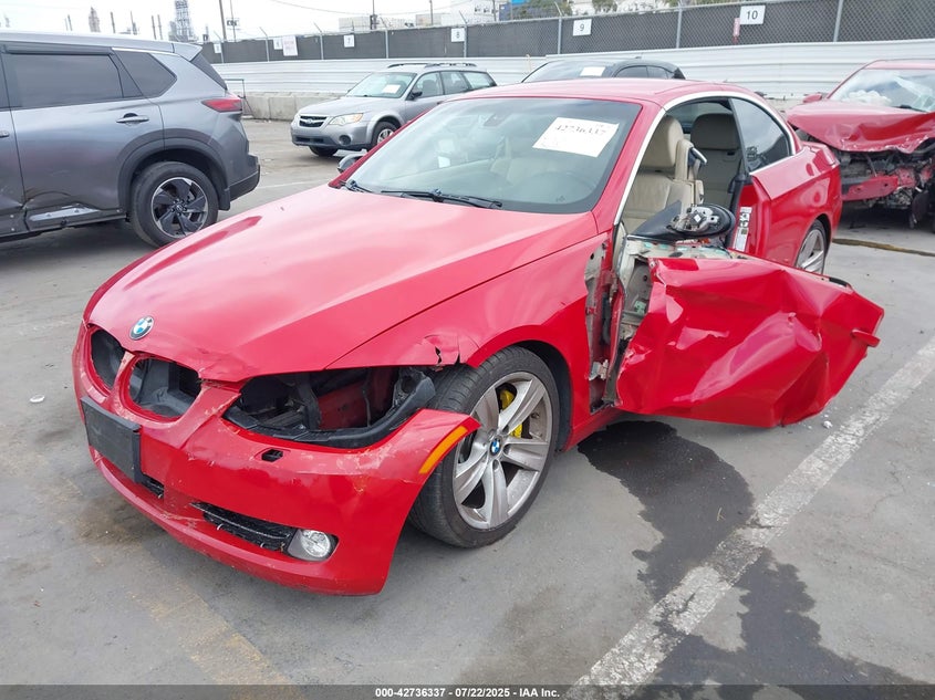 2008 BMW 335I red cabrio gasoline WBAWL73588PX53504 photo #3