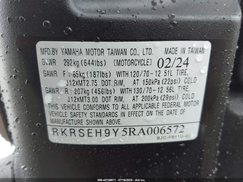 2024 Yamaha Yw125 VIN: RKRSEH9Y5RA006572 Lot: 42736971