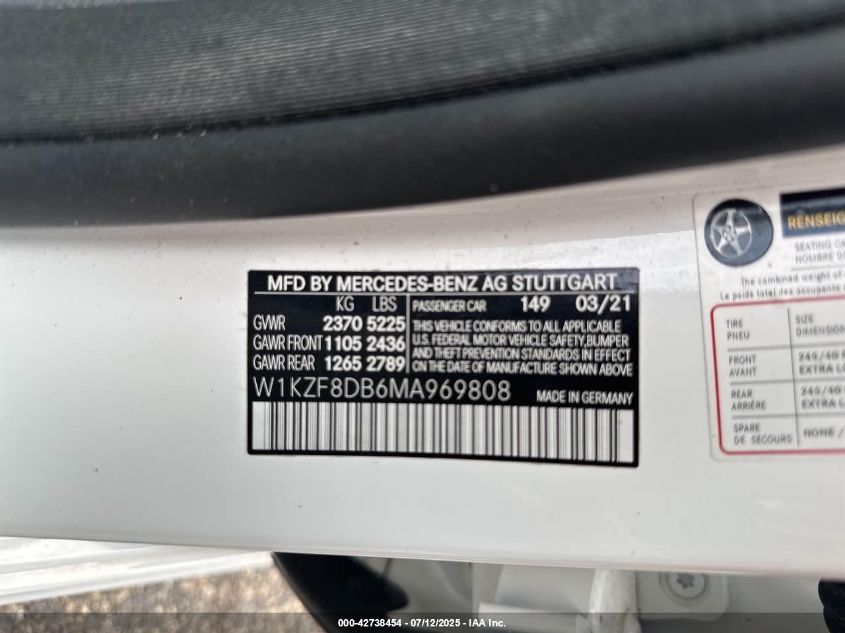 2021 Mercedes-Benz E - W1KZF8DB6MA969808