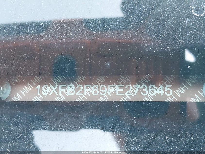 2015 Honda Civic Ex VIN: 19XFB2F89FE273645 Lot: 42738942