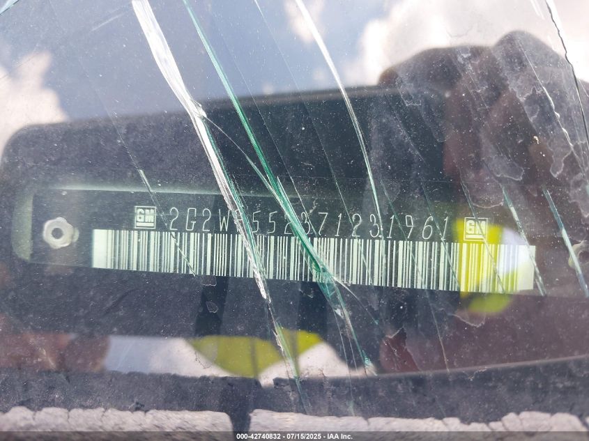 2007 Pontiac Grand Prix VIN: 2G2WP552371231961 Lot: 42740832