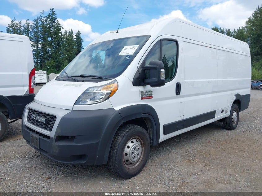 Vin: 3c6mrvjg5me525124, lot: 43237585, ram promaster 3500 cargo van high roof 159 wb ext 20212
