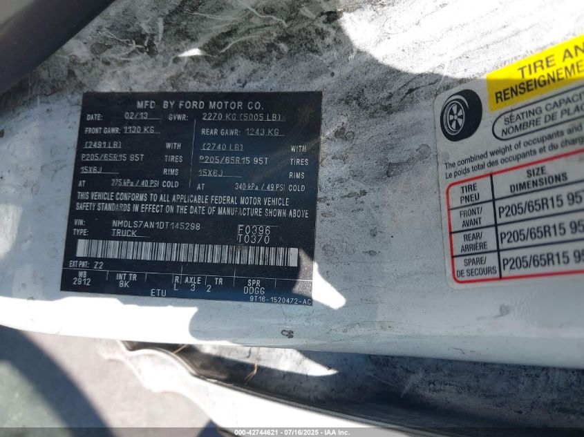 2013 Ford Transit Connect Xl VIN: NM0LS7AN1DT145298 Lot: 42744621