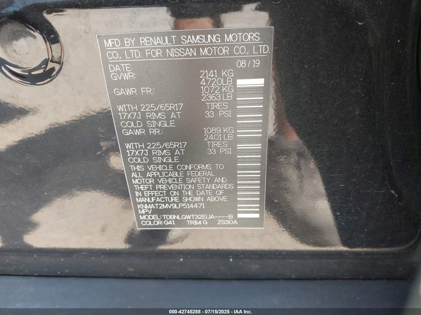 VIN KNMAT2MV9LP514471 2020 NISSAN ROGUE SV INTELLIGENT AWD
