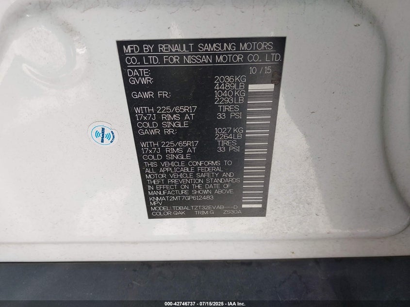 2016 NISSAN ROGUE SV - KNMAT2MT7GP612483