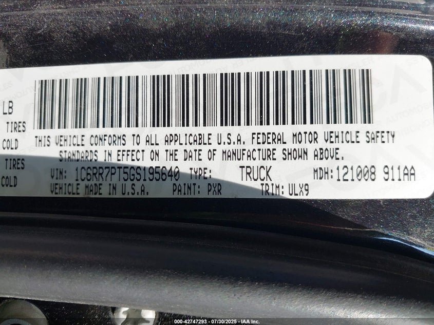 2016 RAM 1500 LONGHORN LIMITED - 1C6RR7PT5GS195640