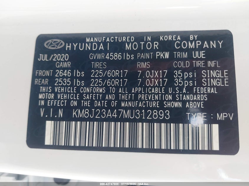 2021 HYUNDAI TUCSON SE - KM8J23A47MU312893