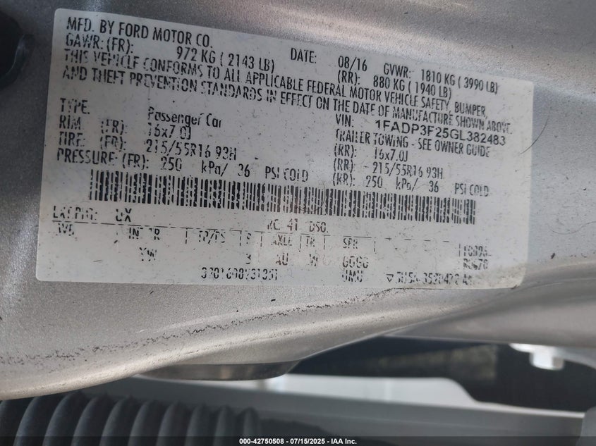 2016 FORD FOCUS SE - 1FADP3F25GL382483