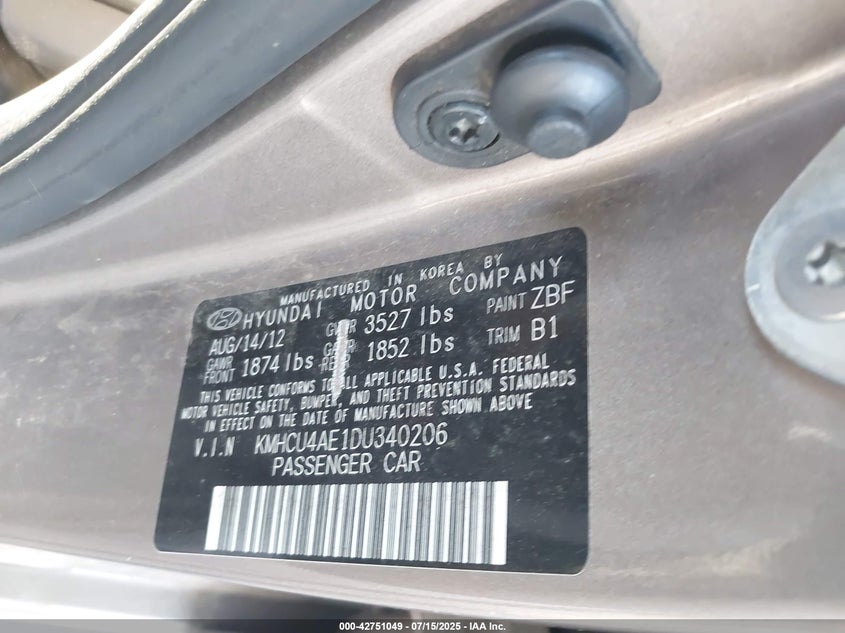 2013 HYUNDAI ACCENT GLS - KMHCU4AE1DU340206