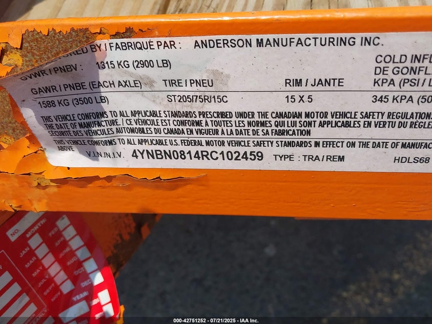 2023 ANDERSON HDLS68(VIN: 4YNBN0811PC100262
