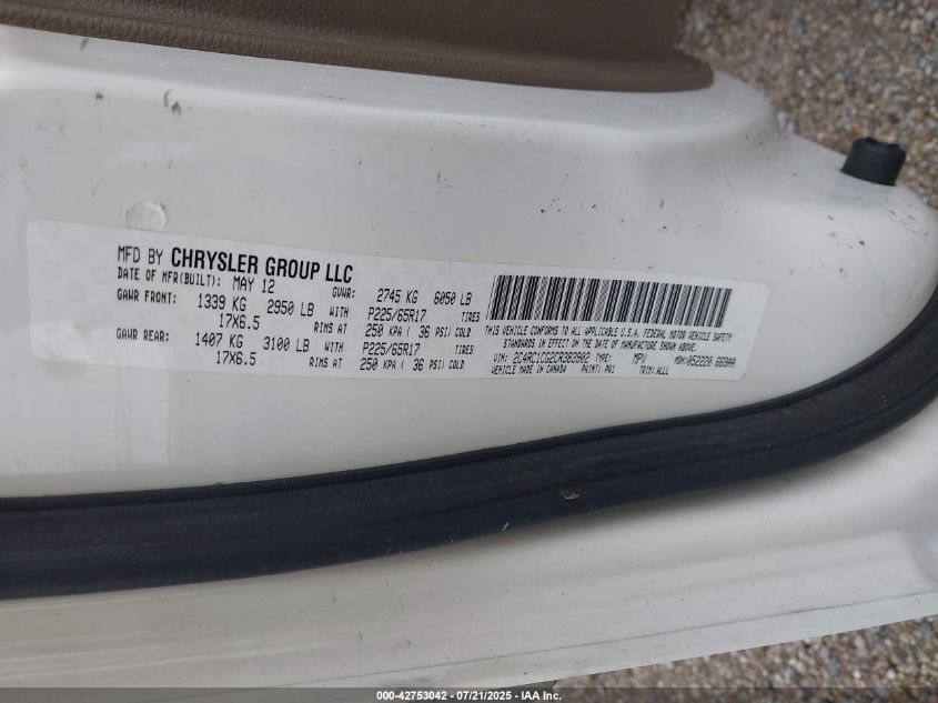 2012 Chrysler Town & Country Touring-L VIN: 2C4RC1CG2CR383902 Lot: 42753042