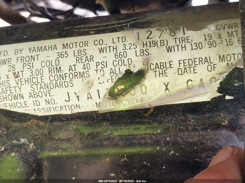 1982 Yamaha Xj750 VIN: JYA15R00XCA004366 Lot: 42753423