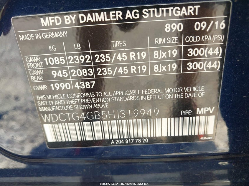 2017 MERCEDES-BENZ GLA 250 4MATIC - WDCTG4GB5HJ319949