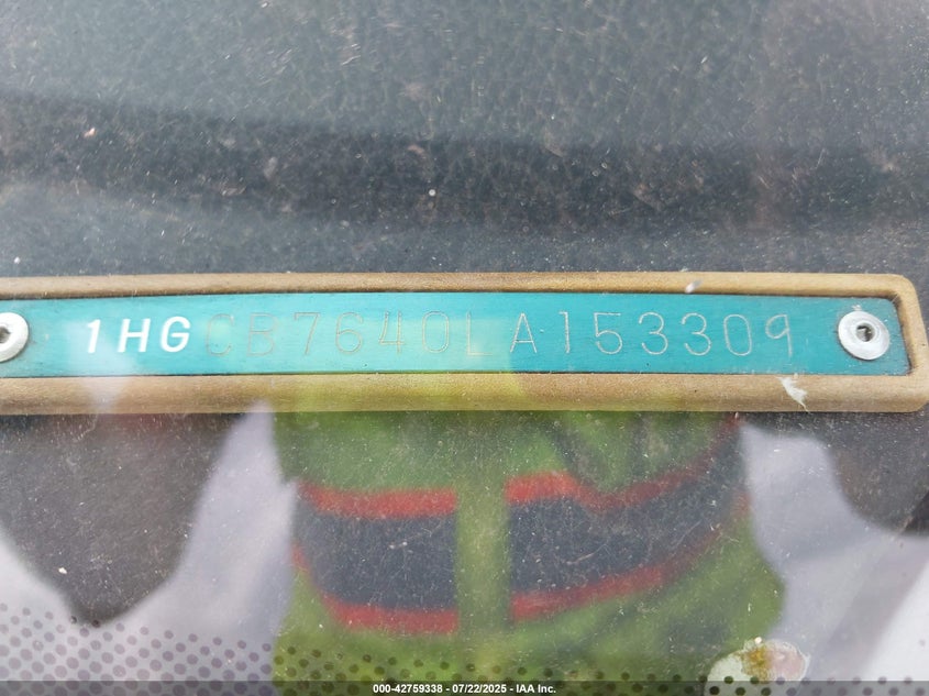 1990 Honda Accord Dx/Lx VIN: 1HGCB7640LA153309 Lot: 42759338