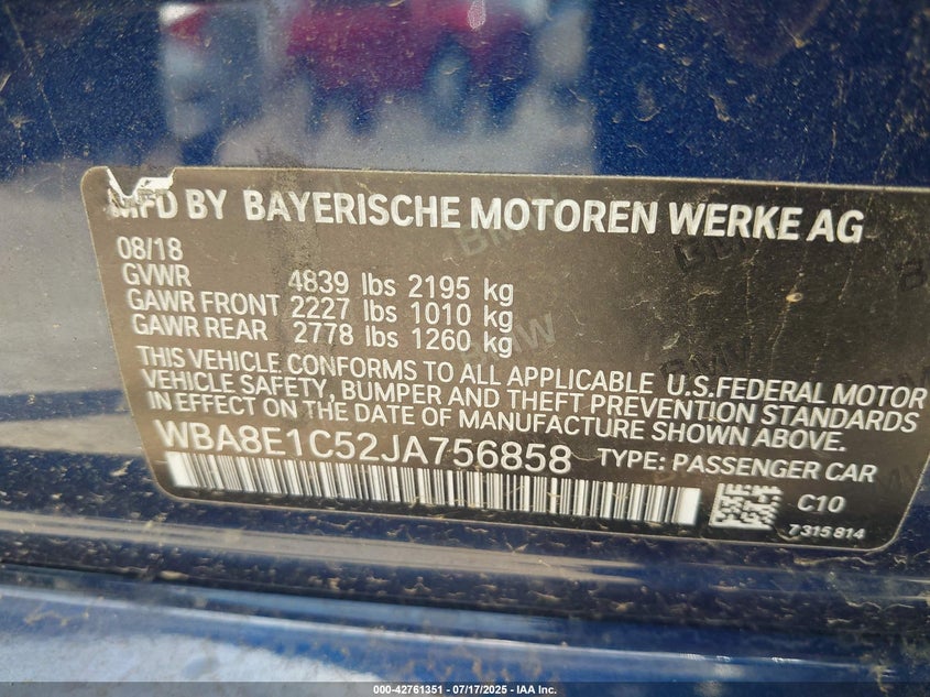 2018 BMW 330E - WBA8E1C52JA756858