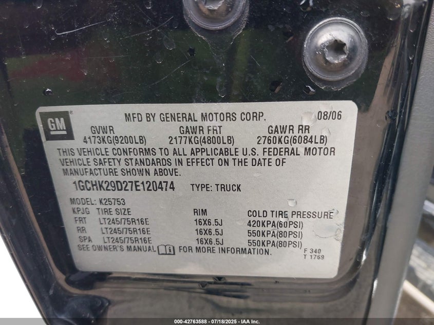 1GCHK29D27E120474 2007 CHEVROLET SILVERADO photo no. 9
