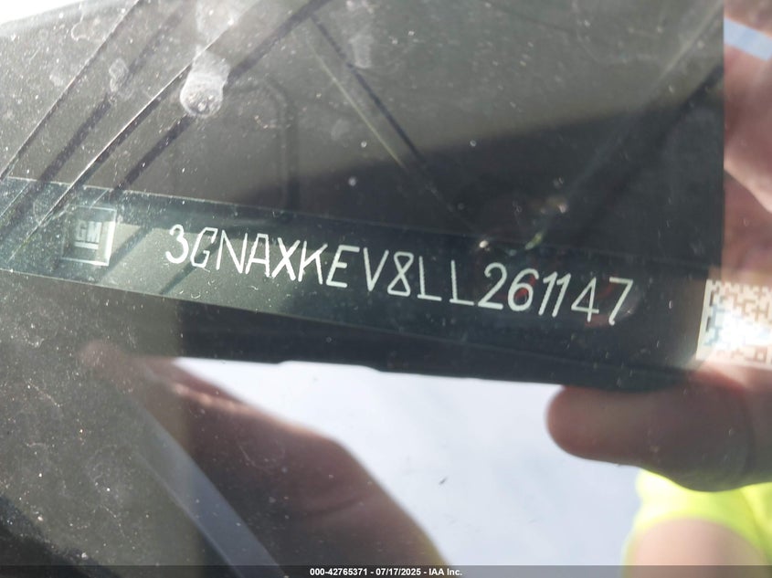 2020 CHEVROLET EQUINOX FWD LT 1.5L TURBO 3GNAXKEV8LL261147