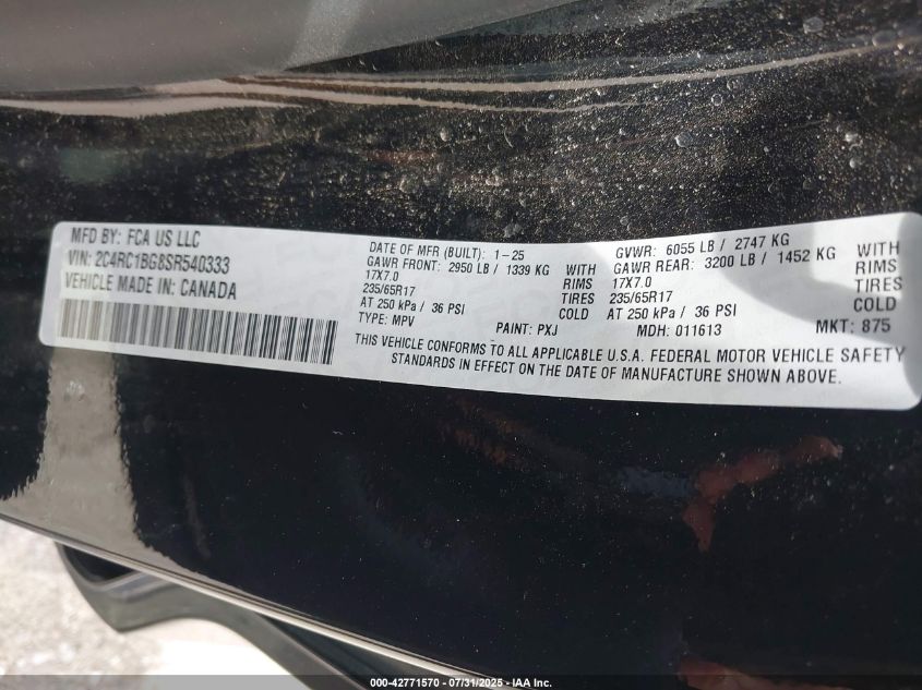 2025 Chrysler Pacifica - 2C4RC1BG8SR540333