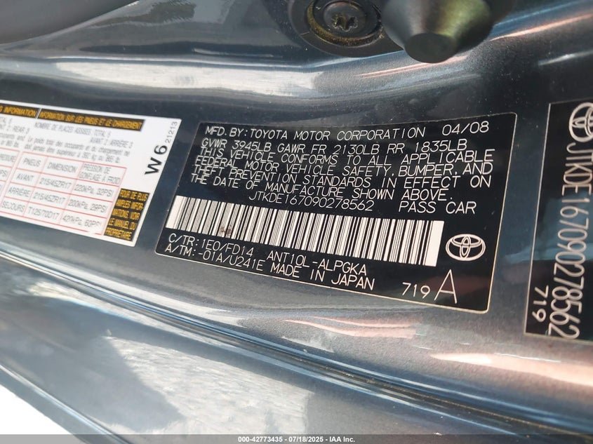 JTKDE167090278562 2009 SCION TC photo no. 9