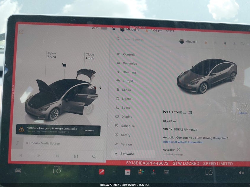 2023 Tesla Model 3 Rear-Wheel Drive VIN: 5YJ3E1EA6PF446672 Lot: 42773967