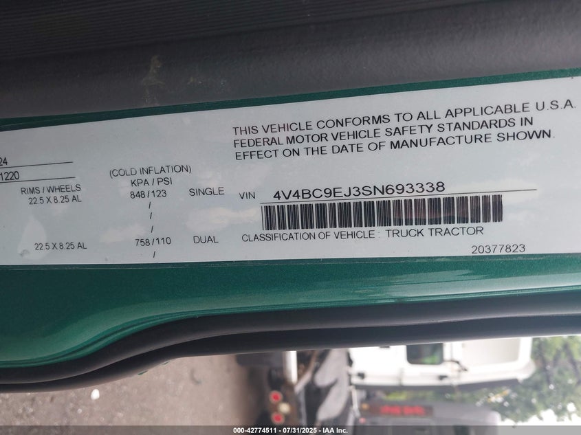 2025 Volvo New Vnl VIN: 4V4BC9EJ3SN693338 Lot: 42774511