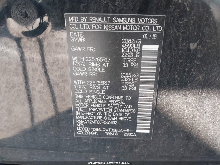 2018 NISSAN ROGUE SV - KNMAT2MT0JP551632