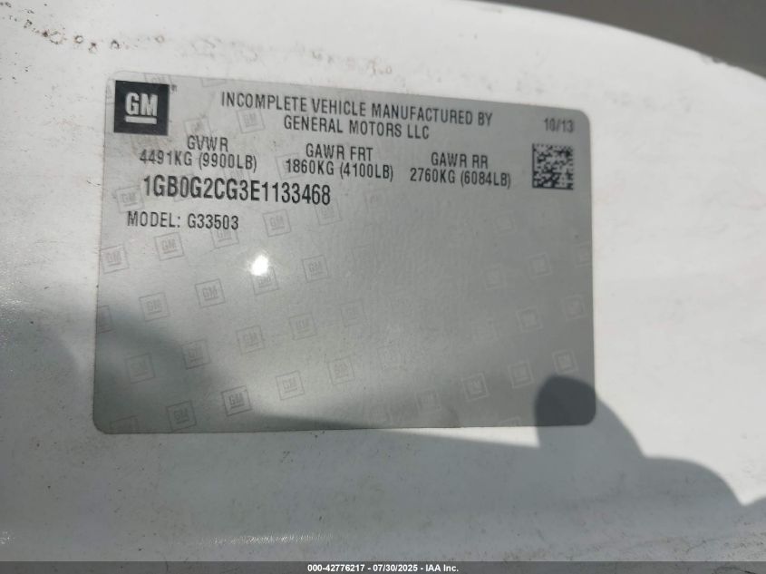 2014 Chevrolet Express Cutaway 3500 VIN: 1GB0G2CG3E1133468 Lot: 42776217