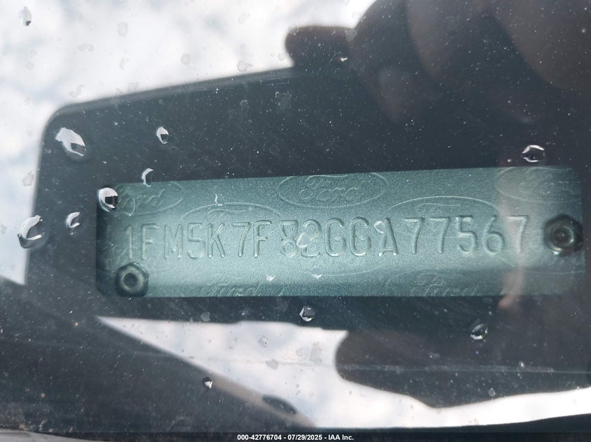 2016 FORD EXPLORER LIMITED 1FM5K7F82GGA77567