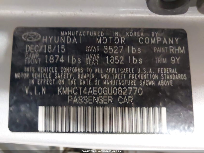 2016 HYUNDAI ACCENT SE KMHCT4AE0GU082770