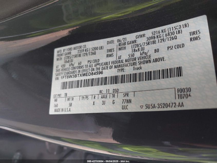 2021 Ford F-350 - 1FT8W3BTXMED84596