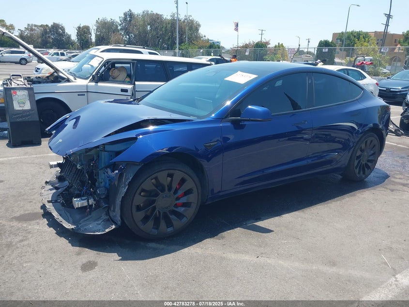 2022 Tesla Model 3 Performance Dual Motor All-wheel Drive Blue Lot 111042783278 Vin 5YJ3E1EC3NF359438