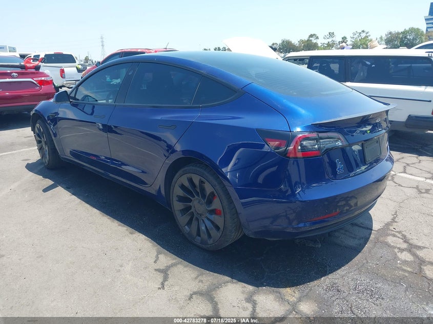2022 Tesla Model 3 Performance Dual Motor All-wheel Drive Blue Lot 111042783278 Vin 5YJ3E1EC3NF359438