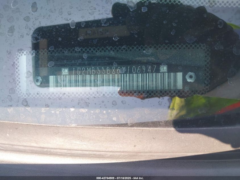 2006 Pontiac Solstice VIN: 1G2MB33B86Y106947 Lot: 42784909