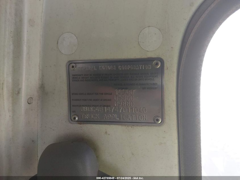 2004 GMC W4S042 W4500 Dsl Reg VIN: J8DC4B14747011040 Lot: 42785849
