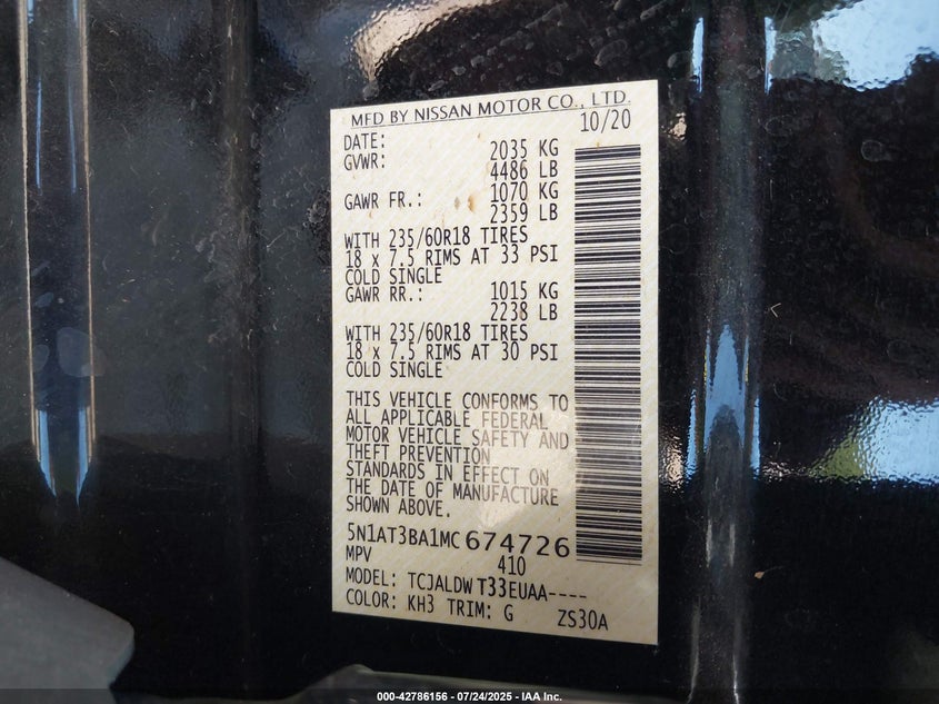 2021 NISSAN ROGUE SV FWD - 5N1AT3BA1MC674726