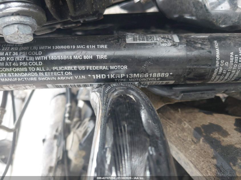 2021 Harley-Davidson Flhxs VIN: 1HD1KRP13MB618889 Lot: 42787214