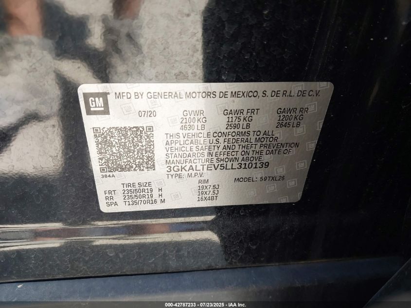 2020 GMC Terrain Awd Sle VIN: 3GKALTEV5LL310139 Lot: 42787233