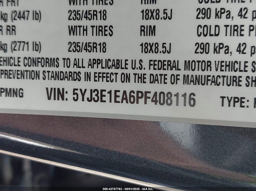 2023 Tesla Model 3 Rear-wheel Drive Grey Lot 111042787763 Vin 5YJ3E1EA6PF408116