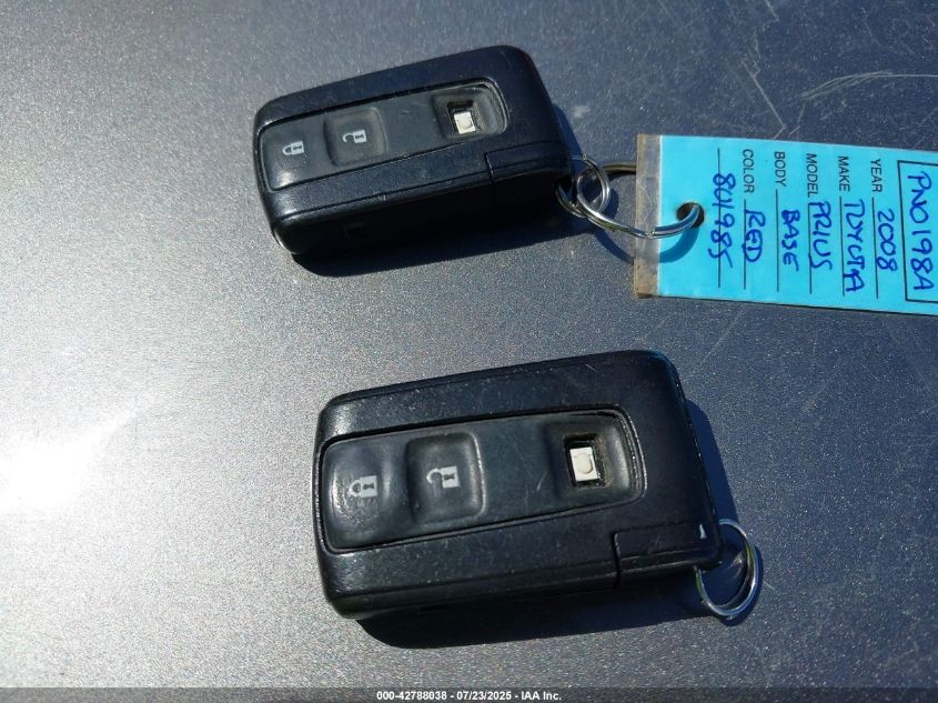 2008 Toyota Prius VIN: JTDKB20U287801985 Lot: 42788038