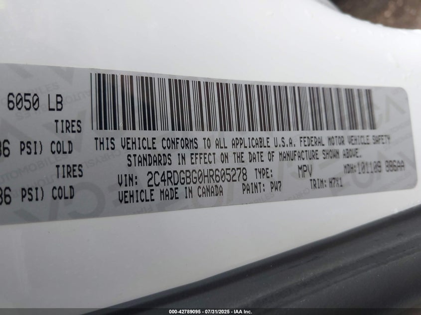 2017 DODGE GRAND CARAVAN SE - 2C4RDGBG0HR605278