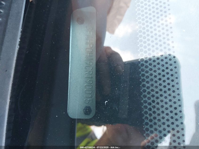 2012 Ford Fusion Se VIN: 3FAHP0HA9CR190015 Lot: 42789334