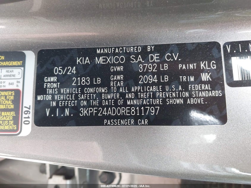 2024 KIA FORTE LXS - 3KPF24AD0RE811797