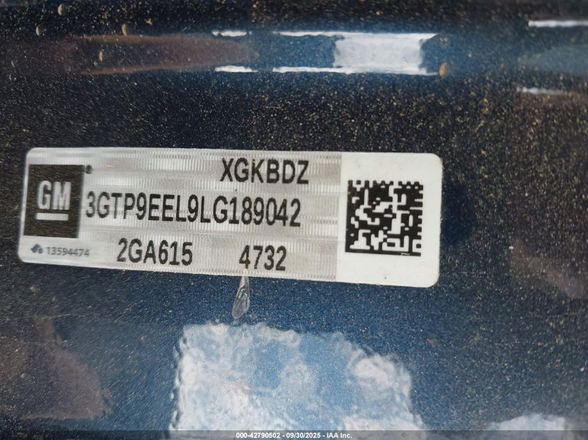 2020 GMC Sierra 1500 4Wd Short Box At4 VIN: 3GTP9EEL9LG189042 Lot: 42790502