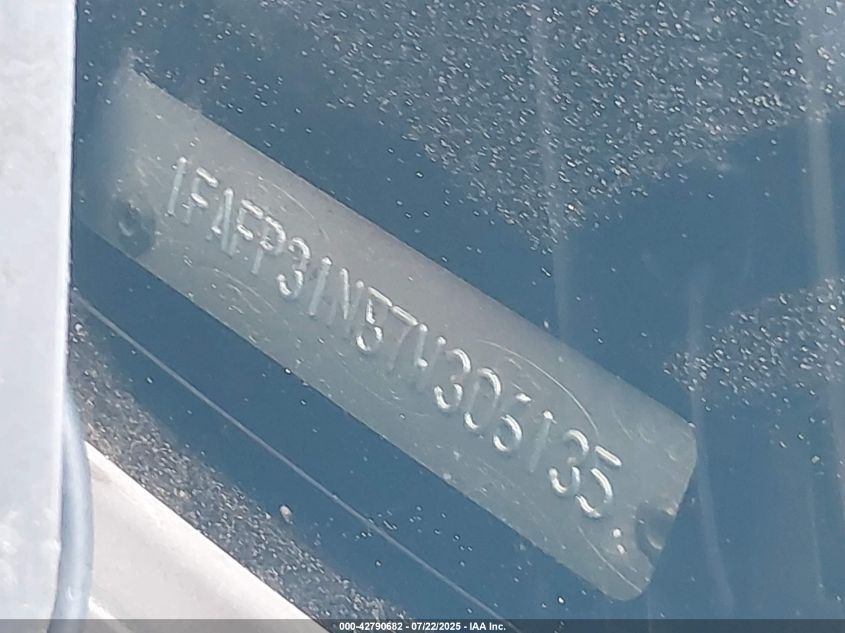 2007 Ford Focus S/Se/Ses VIN: 1FAFP31N87W306135 Lot: 42790682