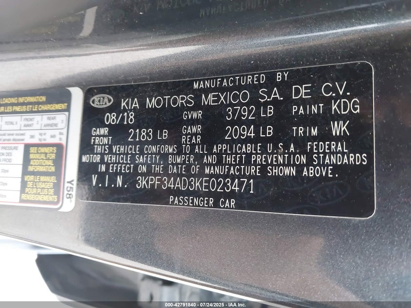 2019 KIA FORTE S - 3KPF34AD3KE023471