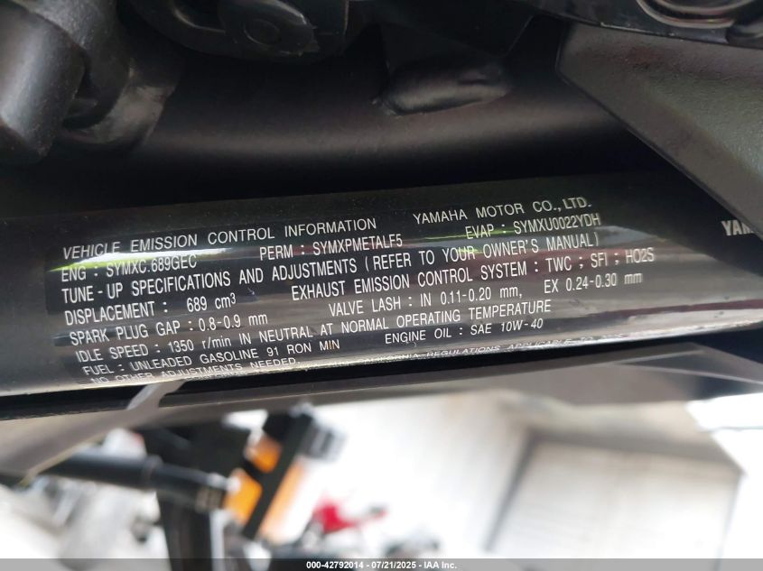 2025 Yamaha Yzfr7 VIN: JYARM38YXSA003603 Lot: 42792014