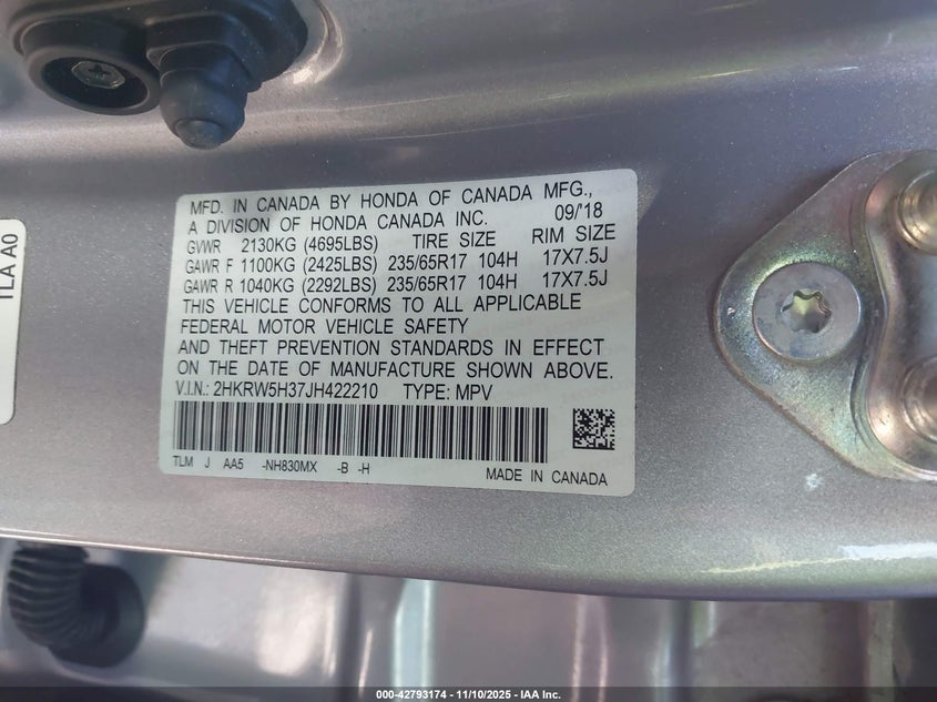 2HKRW5H37JH422210 2018 HONDA CR-V photo no. 9