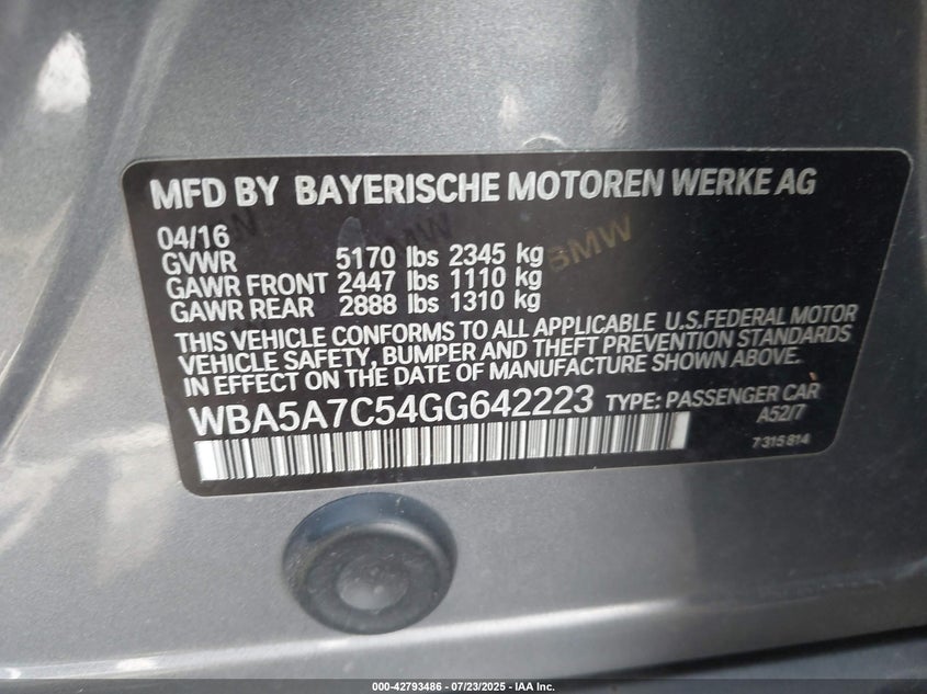 2016 BMW 528I XDRIVE - WBA5A7C54GG642223