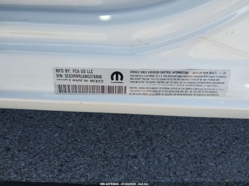 2022 Ram 3500 Limited 4X4 8' Box VIN: 3C63RRRL6NG376846 Lot: 42793840